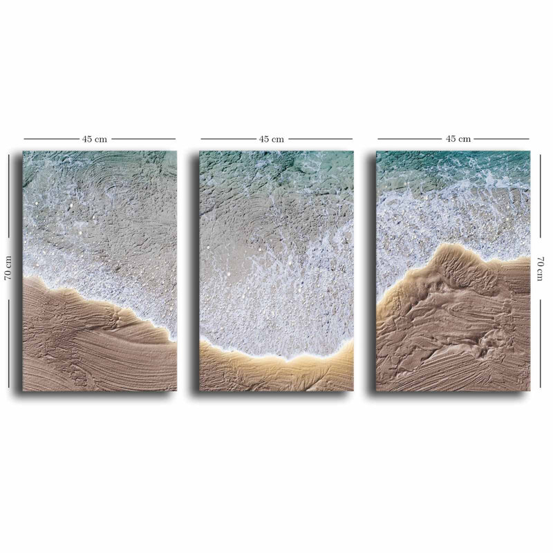 Superbe ensemble de peinture sur toile décorative (3 pièces), 100% toile, taille totale: 57,1 po x 27,6 po | Structure 100% bois de pin, épaisseur: 0,1 pouce | Parfait pour le décor du salon et de la chambre à coucher, des couleurs vives et un design