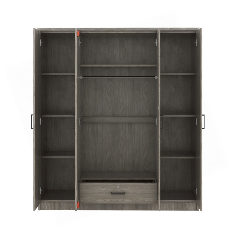 Armoire 4 portes avec 1 tiroir, Gris