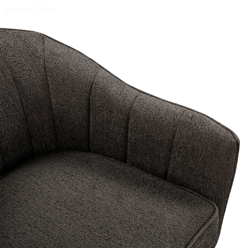 30'' Wide Tufted Barrel Chair, Charcoal Fabric