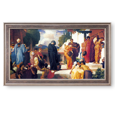 Captive Andromache by Frederic Leighton The World Classic Art Reproductions,Giclee Prints Framed Art for HomeDecor,Image Size:24x12 inches,Faux Wood Gran With Silver Edge Framed
