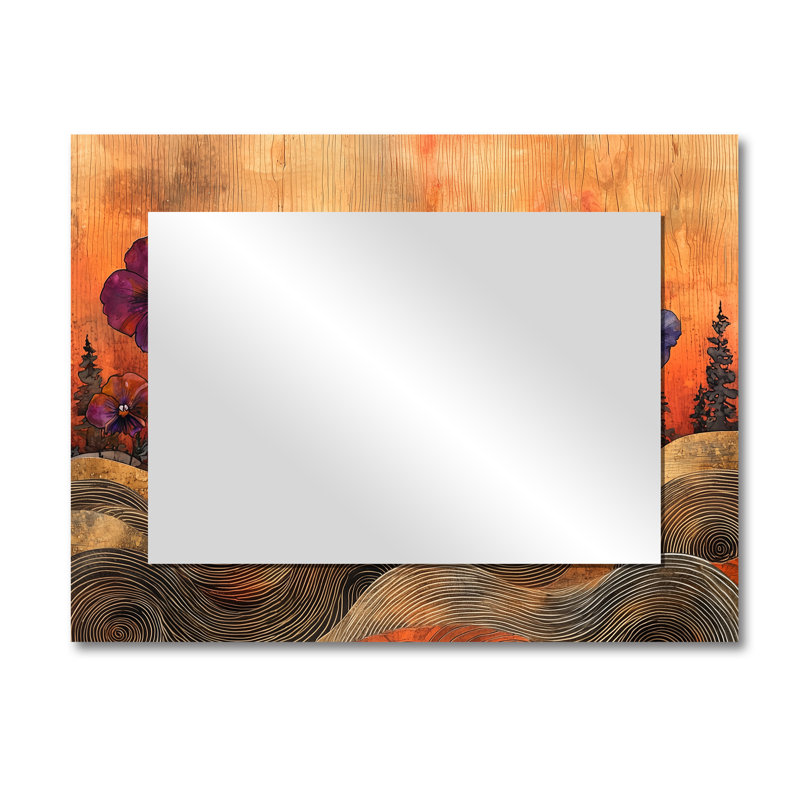 «Pansies Farm Landscape On Wood River I», art mural miroir décoratif floral, imprimé sur métal, 30 po x 40 po