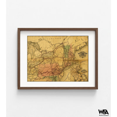 Chemin de fer oriental, 1859, chemin de fer antique, reproduction d'affiche, grande carte des États-Unis, affiche de chemin de fer ancien, décor de maison d'entrée