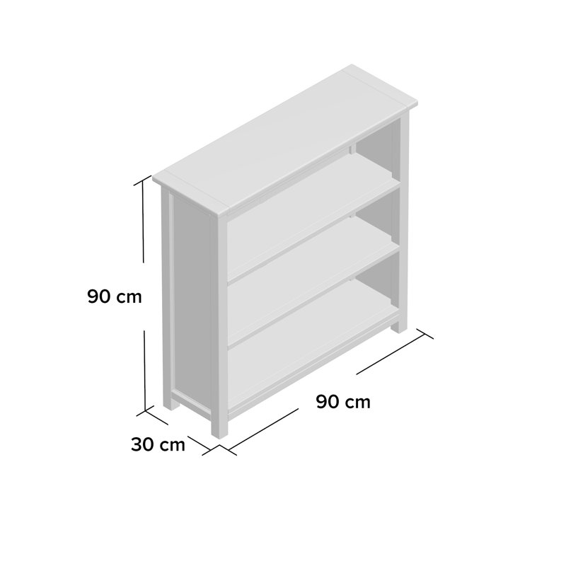 Revere 90cm, 3 shelf low wide Bookcase