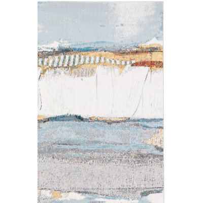 Papillon Abstract Brown/Blue Area Rug