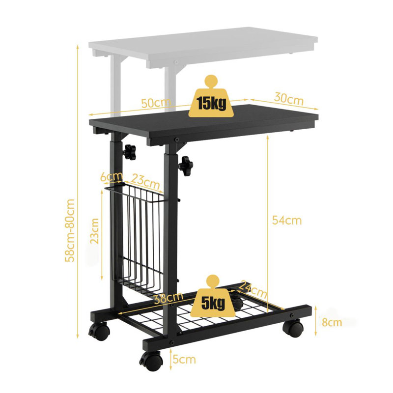 Ceda Wheel End Table, Black