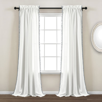 Pom Pom Semi Sheer Curtain Single Panel