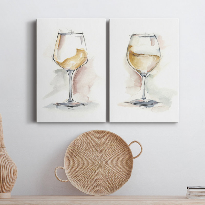 Verre à vin Étude I - Toile tendue avec châssis de qualité supérieure - Prêt à être accroché, H 27 po x l 32 po x P 1 po
