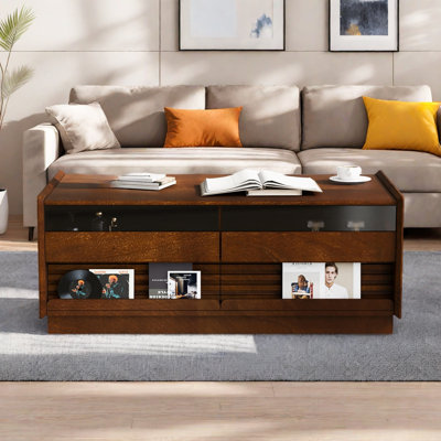 Table basse moderne moderne avec 4 tiroirs et 2 tablettes