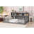 Full Floor Bed With Side Bookcase,Shelves,Guardrails,Grey