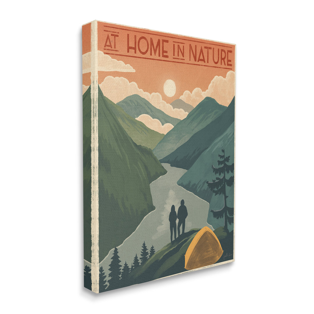 " At Home In Nature Phrase Camping Tent Mountains " by Janelle Penner Stupell Industries 