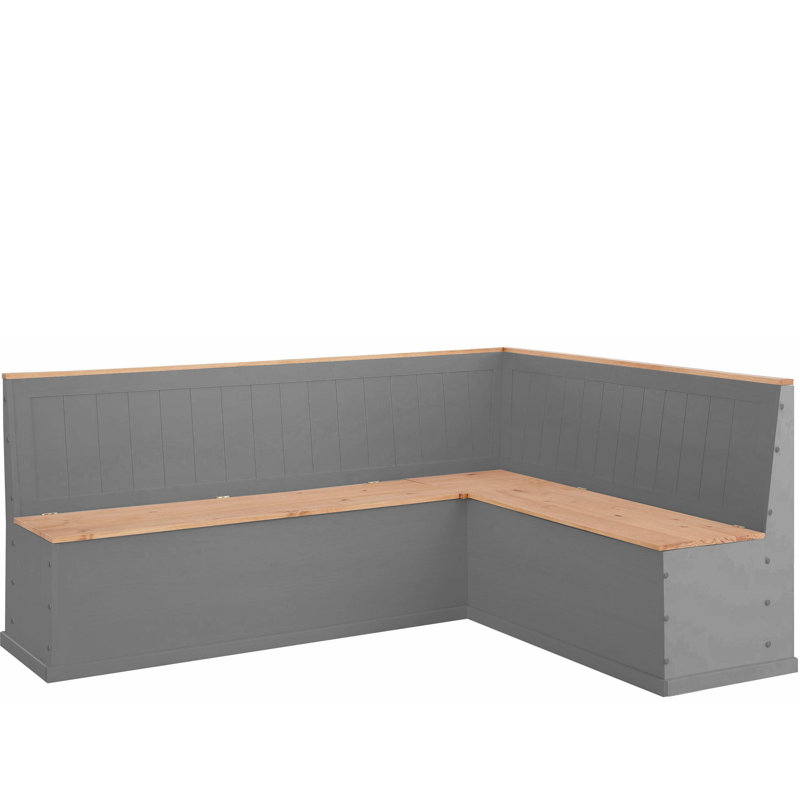 Banc de rangement en bois massif, Gris / cire teintée, H 35,43 po x l 78,74 po x P 62,99 po