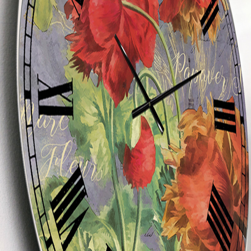 Red Poppies - Grande horloge murale, Petit