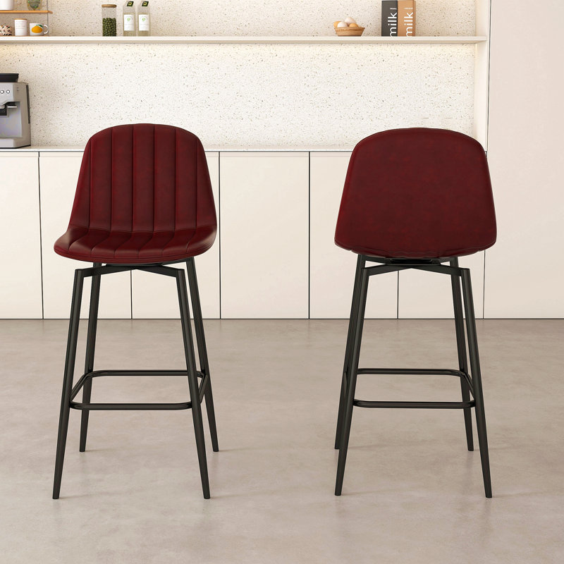 Tabourets de bar modernes avec mécanisme pivotant, sièges rembourrés en polyuréthane avec support pour le dos et pieds en métal