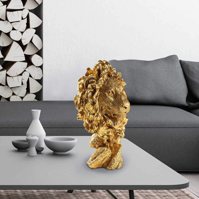 Hand-Painted Decorative Object, Gold Color, 7.1 x 13.4 x 6.7 inches | 100% Polyester | Unique Art Piece, Stylish Home Accent, Perfect for Living Room & Office Decor, Adds Elegance & Charm to Any Space