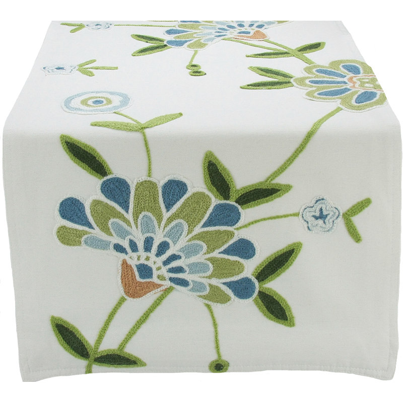 Chemin de table Flora Linens, Bleu, L 36 po x l 16 po