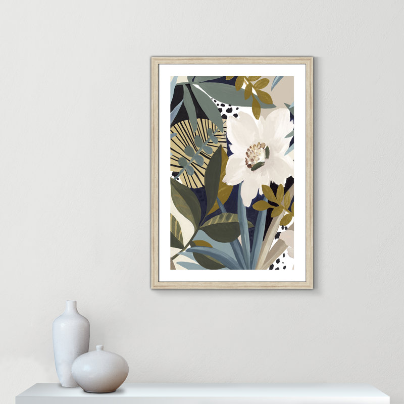 Floral Symphony I - Art encadré autoportant, H 26 po x l 22 po x P 1,25 po, Encadrement beige
