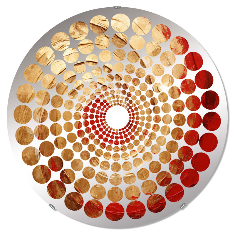 Miroir décoratif rouge or et spirale IV - Radial Dot MIR105988 C, 23,6 po x 23,6 po