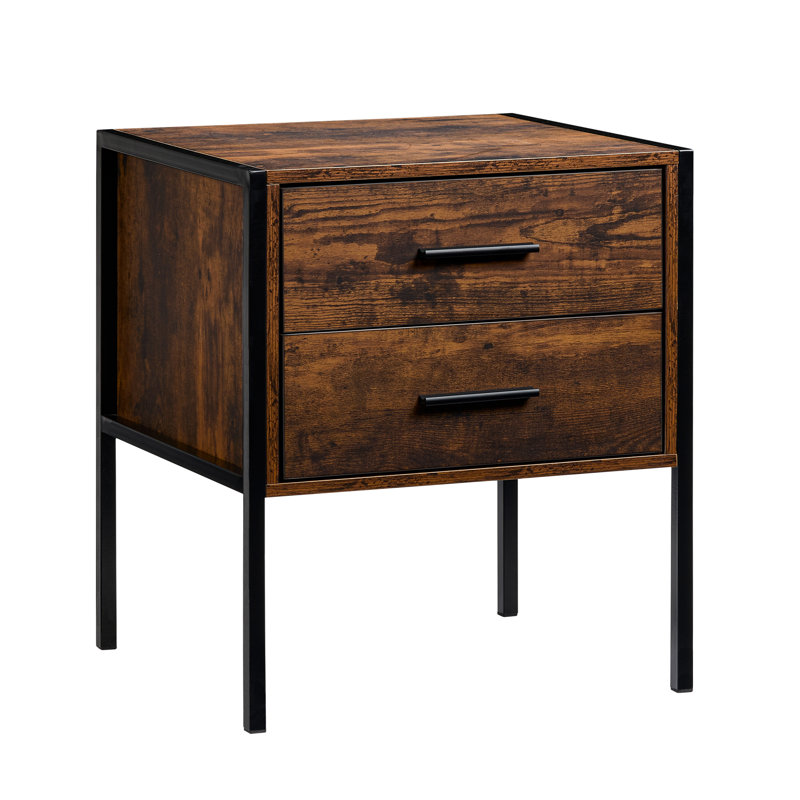 Oscar 2 Drawer Bedside Table, Dark Wood