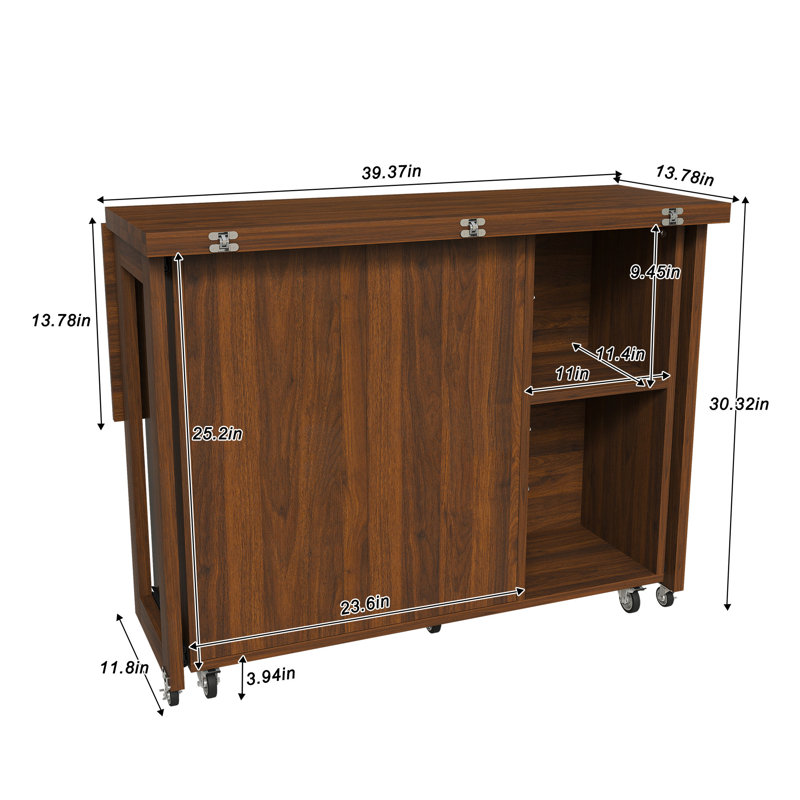 Folding Dining Table with Storage, Walnut