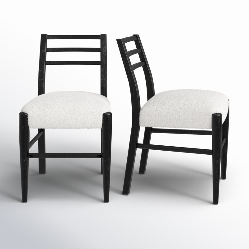 Deeann 22'' H Upholstered Side Chair, Beige Boucle/Black