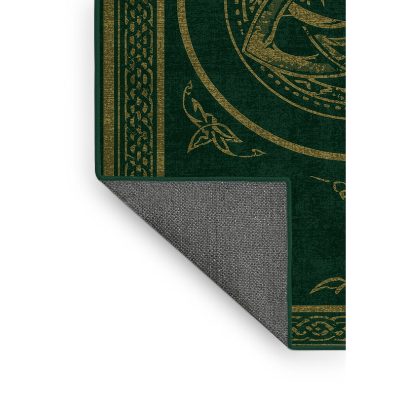 Soft Plush Feemster St Patties Modern & Contemporary Abstract Area Rug in Green – Green Binding, 7x9