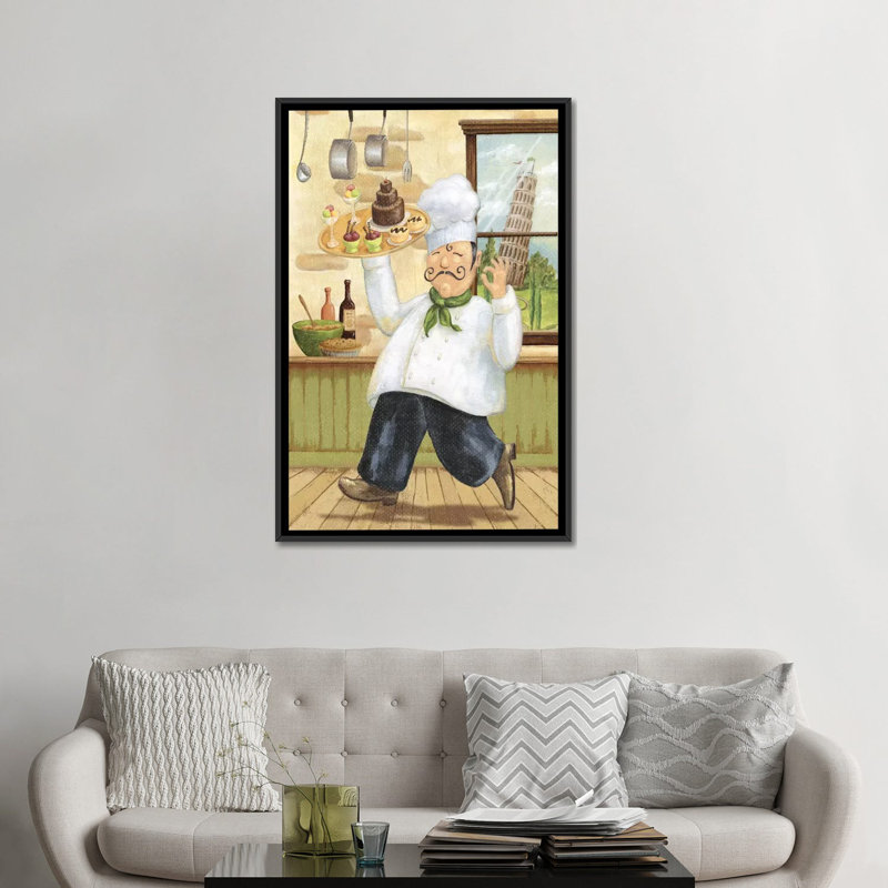 « happy chef ii » par daphné brissonnet,, reproduction d’art sur toile, H 60 po x l 40po x P 1,5 po, Toile avec cadre noir