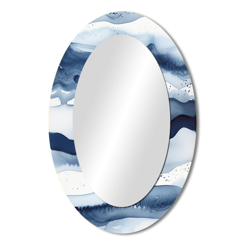 Abstrait abstrait bleu classique vagues bleues III, 36 po x 24 po
