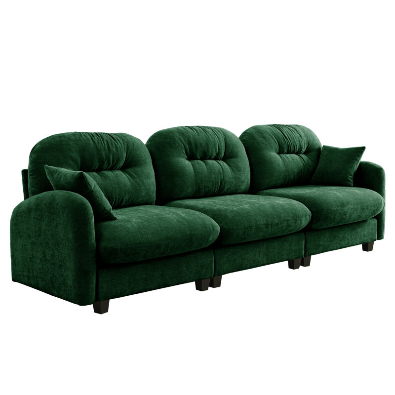 Three - Modular In Chenille, Ergonomic Curved Design, Cushions And Base For Living Rooms Couch Flexible Combination Spaces