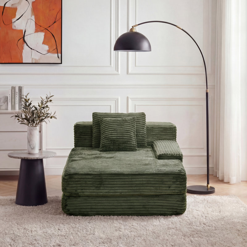 Très grande chaise longue d'intérieur Eliam, Vert