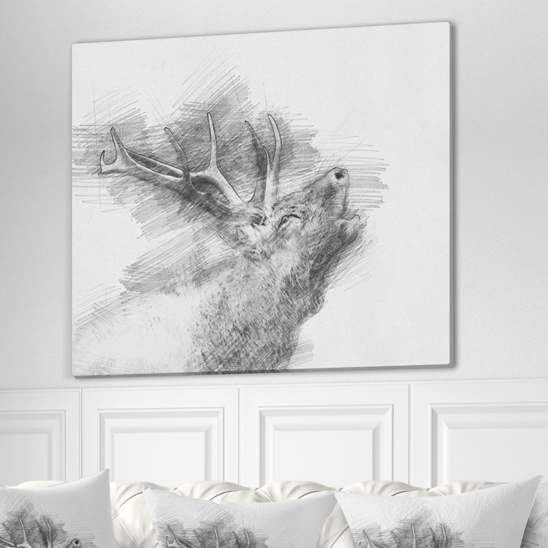 «Black and White Deer», reproduction d'art sur toile tendue, H 30 po x l 40 po x P 1,5 po