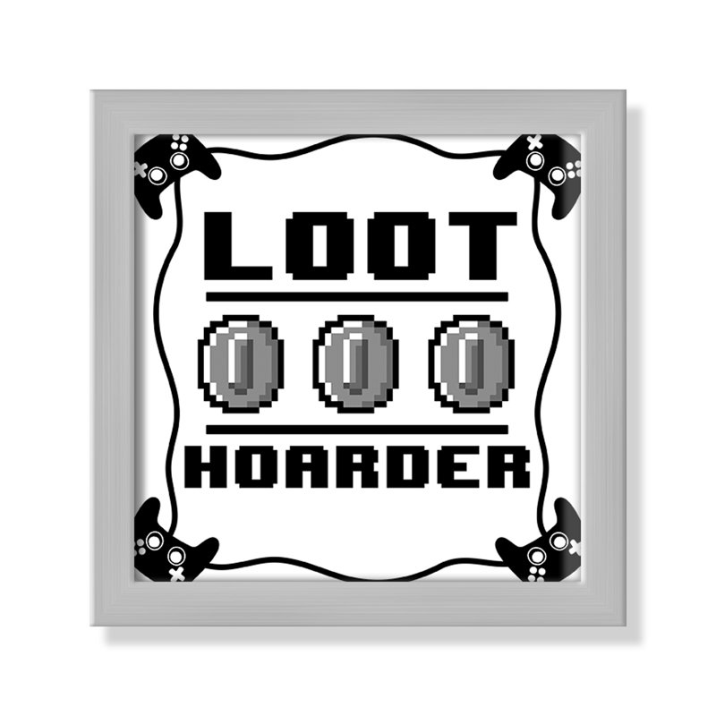 Impression sur papier Loot Hoarder Kids, H 9 po x l 9 po x P 1,19 po, Encadré de boîte argent