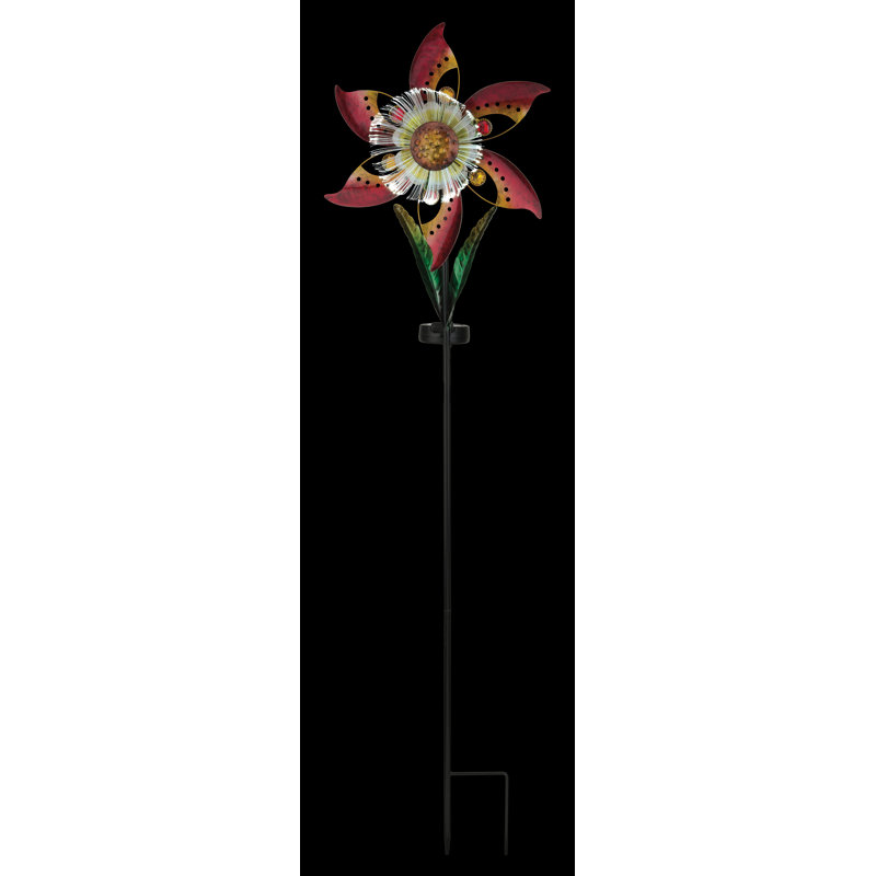 Piquet de jardin à énergie solaire en métal et acrylique 38 "avec lumière DEL intégrée et capteur automatique Kynsleigh - orange