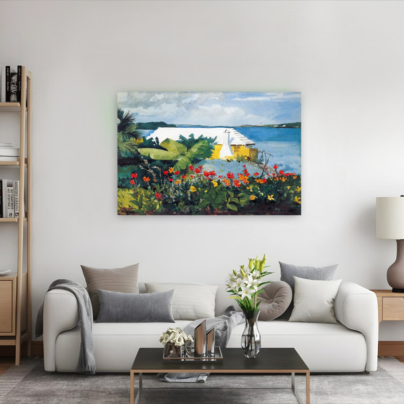 Flower Garden And Bungalow, Bermuda, 1899 Classic Abstract Coastal Flower Wall Art Print by Winslow Homer - 1 Piece Wrapped Canvas Wall Art