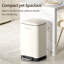 Poubelle de salle de bain avec couvercle, poubelle de cuisine en métal à fermeture en douceur sans contact, poubelle rectangulaire avec pédale en acier inoxydable pour le bureau, accessoires de chambre à coucher, blanc