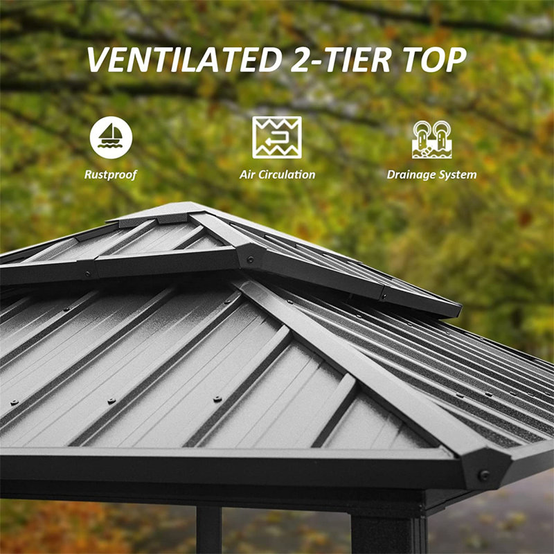 Extérieur 8 pi L 6 pi. D Pavillon de jardin en métal