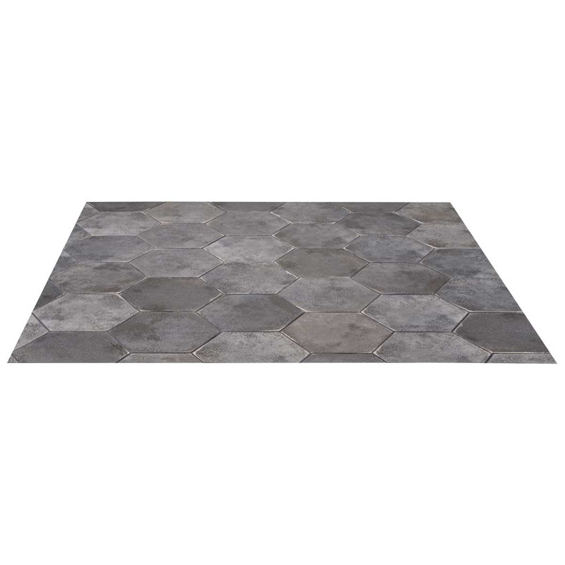 Kalay 9" Hexagon Polished Porcelain Tile, Antracite