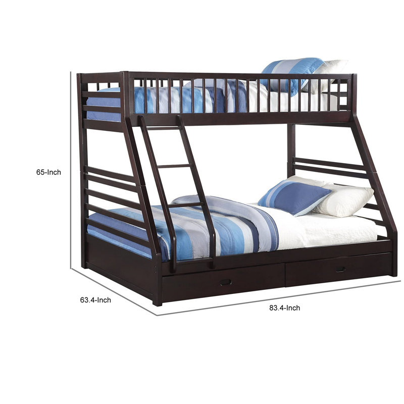 Lit superposé Edgin par Harriet Bee, Espresso, Grand lit sur lit simple TG