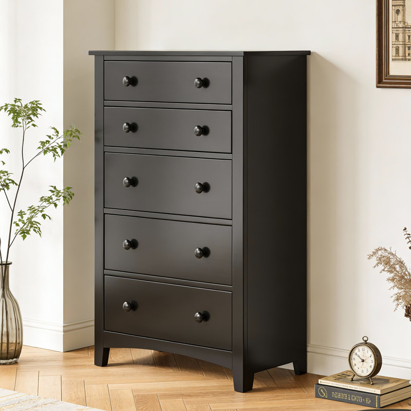 Commode de rangement à 5 tiroirs - Commode pratique, Noir