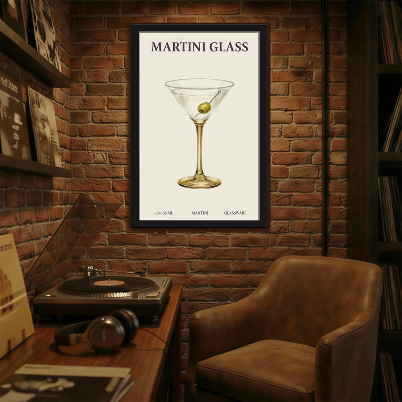Verre à martini Fashion avec garniture olive, H 18 po x l 12 po