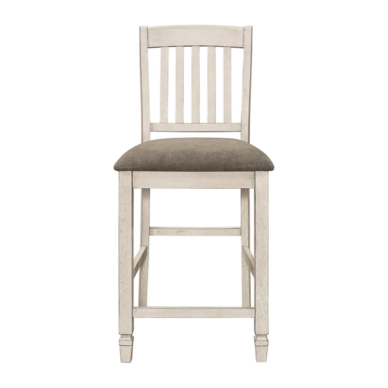 De 2 chaises de comptoir de salle à manger - et crème rustique, siège d'une hauteur de 26 po, profondeur de 17,5 po, sièges en hauteur, dossier à lattes crème, sièges de qualité