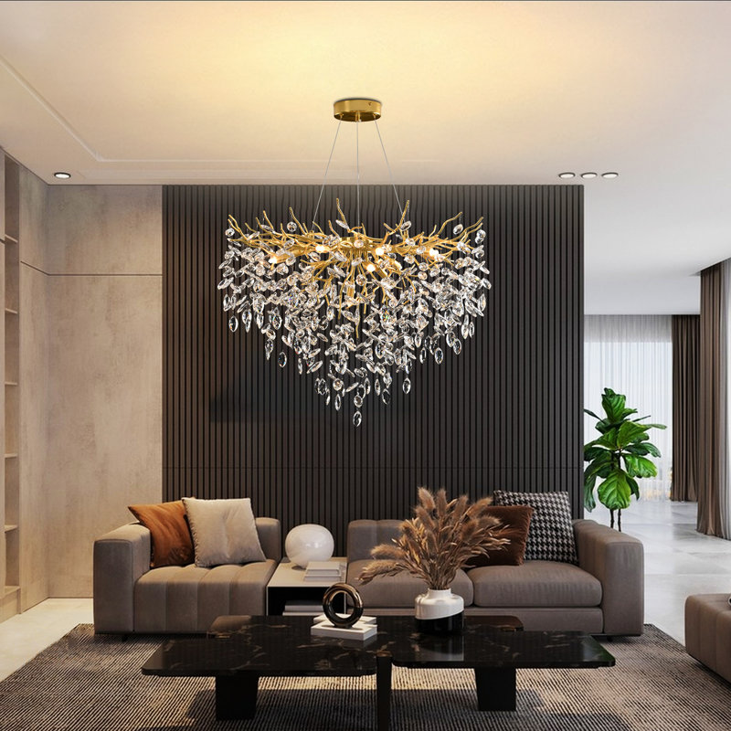 Luxury Tree Branch Chandelier,Modern chandelier crystal light,LargeRaindrop pendant light(gold), 20" H x 32" W x 32" D
