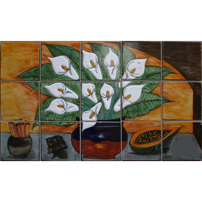 TalaMex Callalilies And Cannelle. Murale argile Talavera