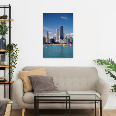 Voiliers dans un lac Lake Michigan, comté de Cook, Illinois, États-Unis, art moderne moderne, paysage urbain