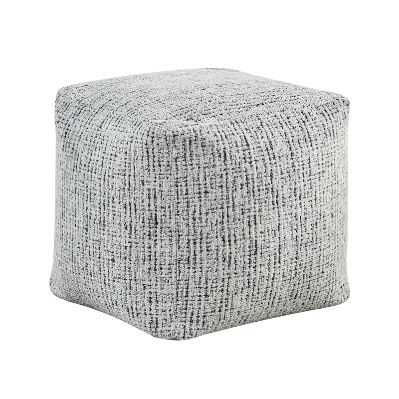 Chenille Upholstered Square Pouf - Non-Slip Modern Home Living For, Gray Chenille