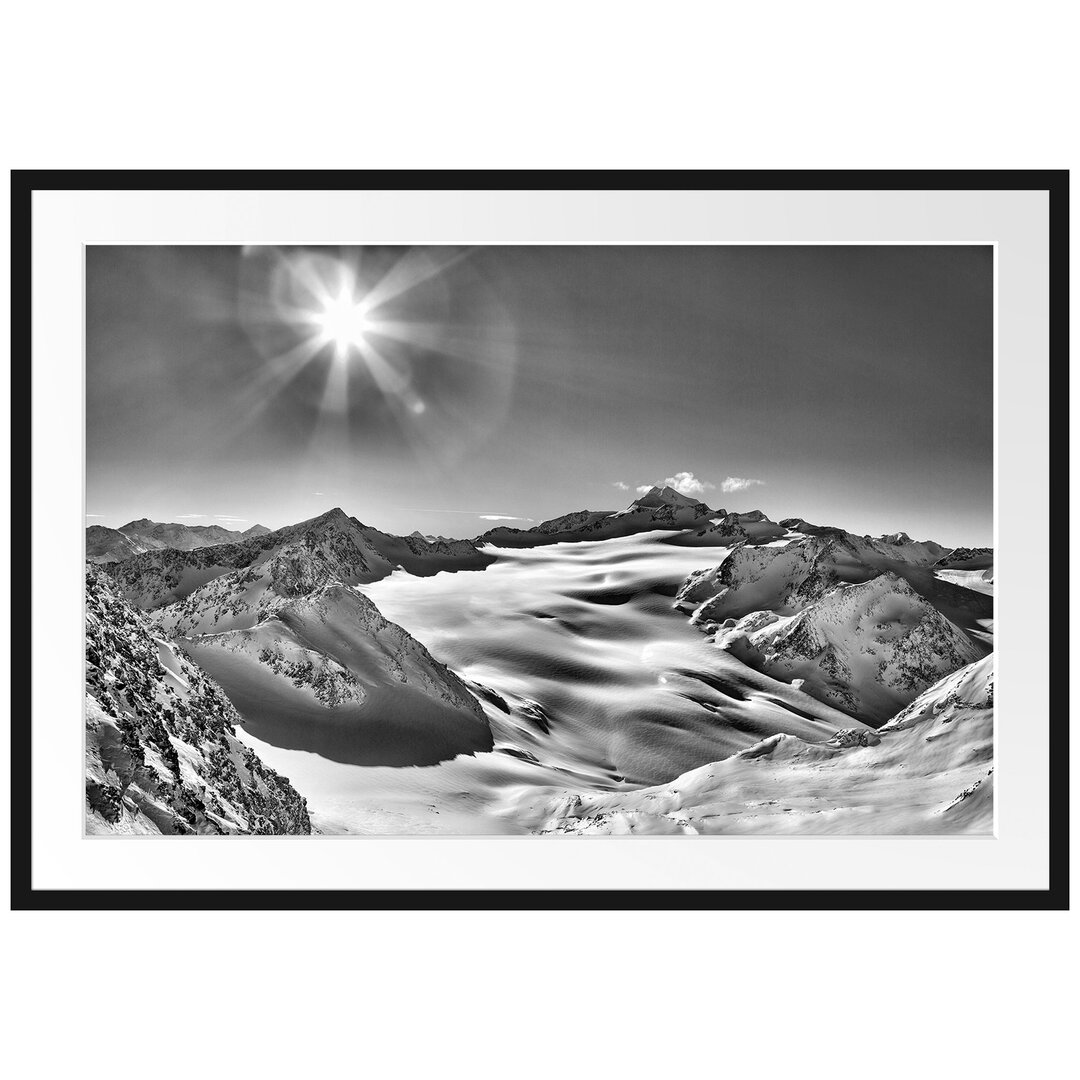 Gerahmtes Poster Winterlandschaft Schnee Sonne Wald