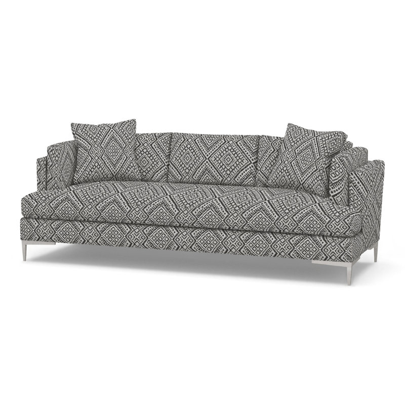 Aiden Upholstered 90.5'' Sofa, Stainless Steel, Perigold Iguazu Noir