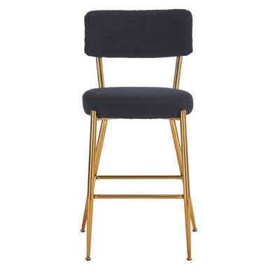 Of 4 Comfortable Bar Stools - Black Fabric, Metal Base For Kitchen, Dining, Living Room Settings Ergonomic Fabric Upholstery, Suitable For Seating