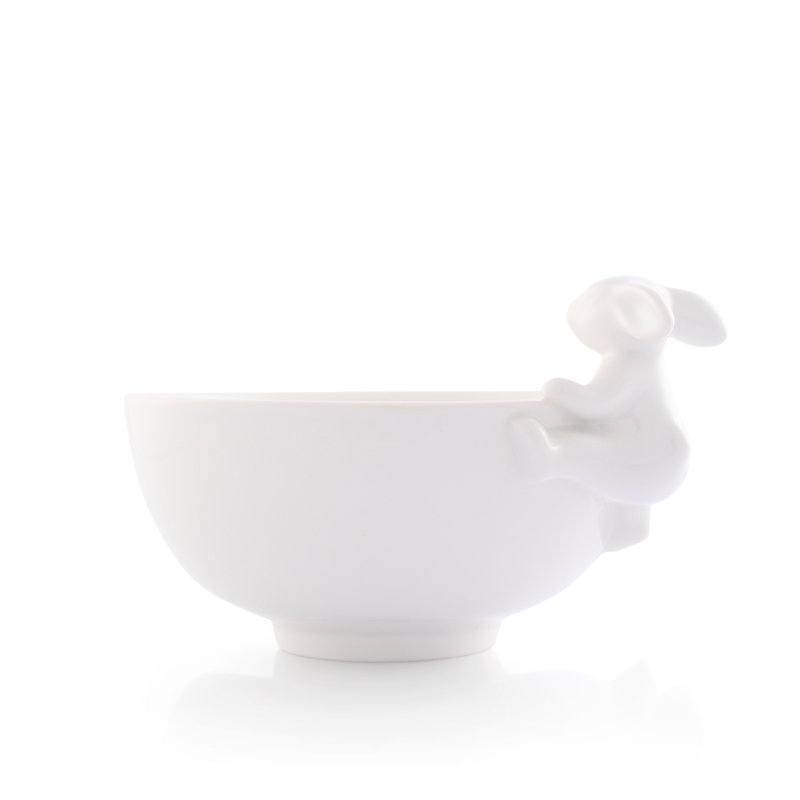 White Ceramic Climbing Bunny Small Candy Bowl