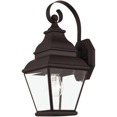 2 Light Outdoor Wall Lantern Pendant Lighting Fixture - Clear Water Glass Shade