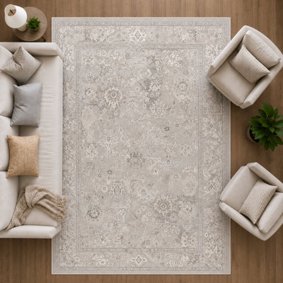 Garett Ivory, Gray And Beige Polyester Area Rug
